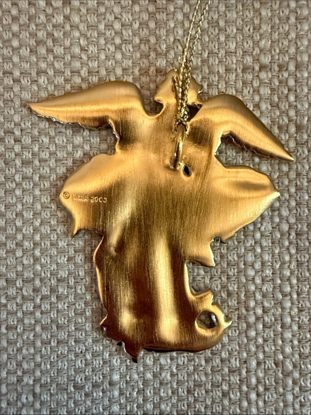 2003 Museum of Modern Art Gold, White and Green Angel Ornament.